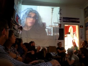 Yasmin on screen in Dunedin