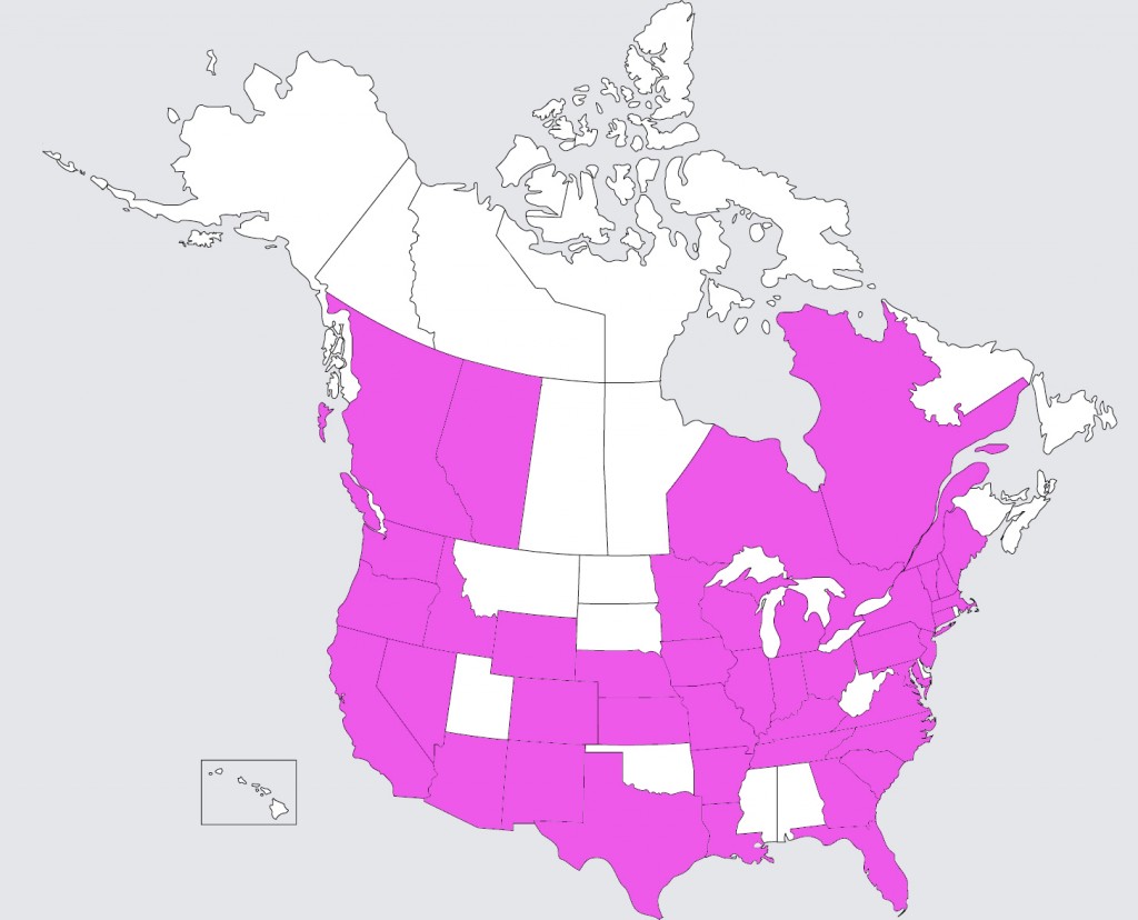All the pink states and provinces have at least one library with our book! If you state isn't pink, consider asking your local library to purchase a copy!